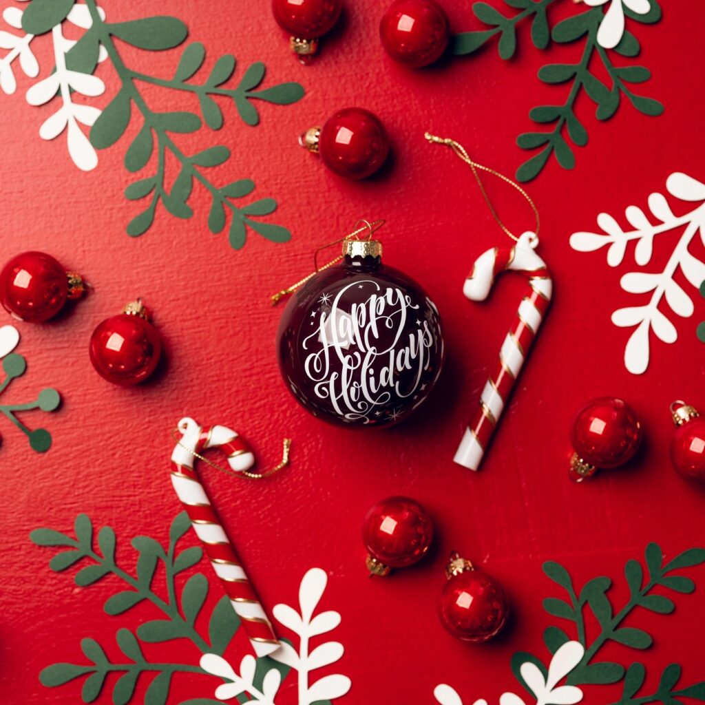 christmas happy holidays backgrounds still life from above overhead